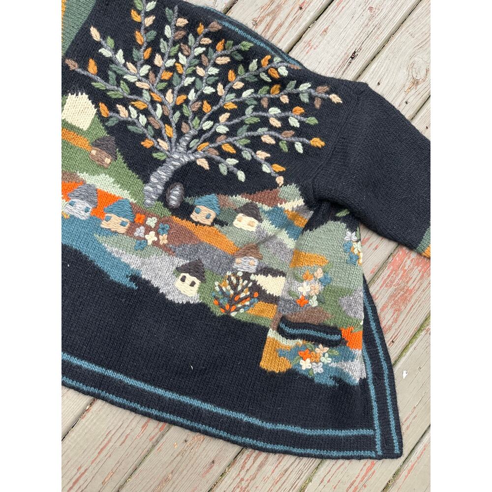 Vintage 80's Dobrila Cardigan Women's Wool Sweater coat handknit tree Oversized - Picture 13 of 16